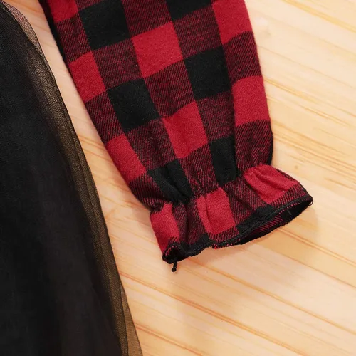 Vista 6 de Vestido de Navidad para niñas pequeñas, con volantes, diseño de búfalo, tutú, tul, vestido de princesa