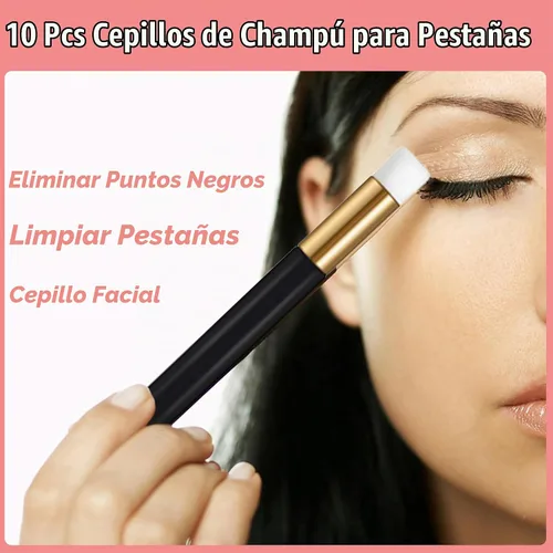 Vista 3 de Kit de limpieza de extensiones de pestañas 50pcs para clientes (negro) 10pcs Lash Brushes,10pcs Eyelash Cleaning Brush,10pcs Lash Bottles,10pcs
