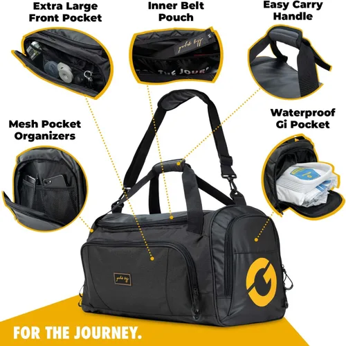 Vista 2 de Gold BJJ Jiu Jitsu - Bolsa de lona Bolsillo impermeable para Gi sudoroso, Rashguard o zapatos La bolsa de lona perfecta para artes marciales