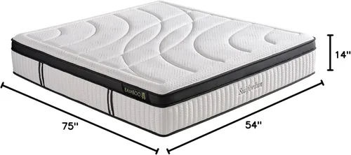 Vista 3 de Suiforlun - Colchón de tamaño matrimonial, colchón híbrido de espuma viscoelástica de gel de 14 pulgadas en una caja con resortes embolsados, Euro