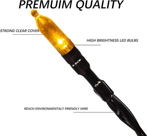 Vista 2 de Dazzle Bright 200 mini luces LED de Navidad, 65 pies, conectables, impermeables, 8 modos de luces de hadas para interiores y exteriores, patio