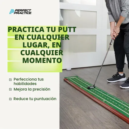 Vista 2 de Perfect Practice Putting Mat & Golf Chipping Net - Indoor Golf Training Aid Indoor putting green and chip shot practice, crystal velvet turf