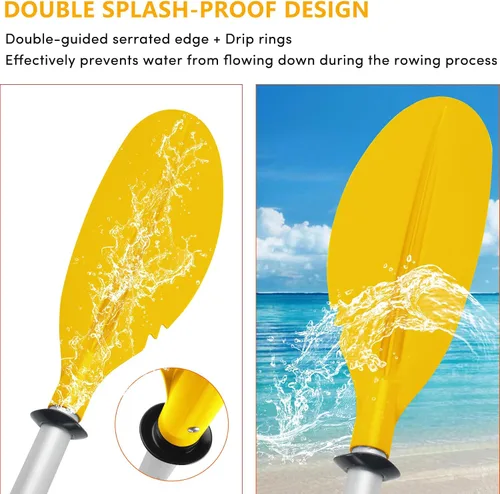 Vista 11 de Remo de kayak, 88 pulgadas, 4 piezas de remos para kayak, flotador de eje de aleación de aluminio resistente, ligero, desmontable, ajustable