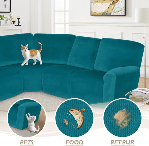 Vista 543 de Arfntevss Fundas de sofá seccional reclinable de terciopelo, Funda de sofá seccional de esquina para sofá reclinable, Funda elástica suave