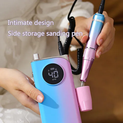 Vista 9 de Peiiwdc Taladro de uñas eléctrico para uñas, portátil, recargable, 40000 rpm, juego de manicura y pedicura eléctrica profesional