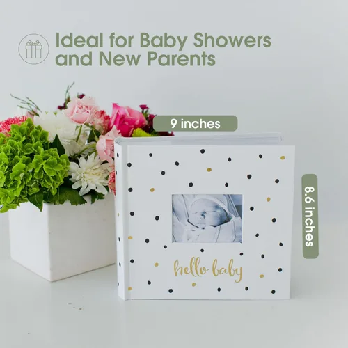 Vista 4 de Pearhead Hello Baby - Álbum de fotos para bebé, libro de recuerdos para nuevos y futuros padres, accesorio para bebé de género neutro, regalo ideal