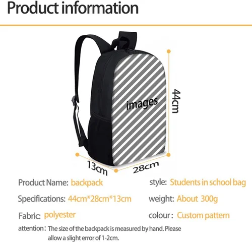 Vista 2 de Amzbeauty Mochila de diseño personalizado de 17.3 pulgadas, mochila escolar para niños y niñas de primaria o secundaria, Diseño personalizado.