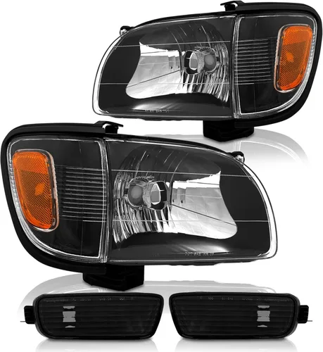 Vista 11 de Para Toyota Tacoma 2005-2011 Conjunto de faros delanteros Tacoma Pickup Truck carcasa cromada reflector ámbar reemplazo lado conductor y pasajero