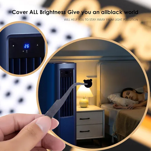 Vista 10 de Breliter Calcomanías de bloqueo de luz – 144 piezas cubiertas opacas con pinzas para atenuación de luz de electrónicos para routers, monitores