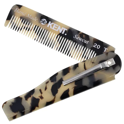 Vista 10 de Kent 20T - Peine de bolsillo plegable hecho a mano de grafito negro para hombres, peine de dientes finos para el cuidado diario del cabello, barba