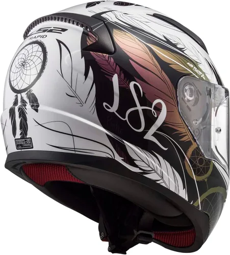 Vista 3 de LS2 Cascos Rapid II Casco integral para motocicleta (Dreamcatcher Camaleón/Blanco - XS)