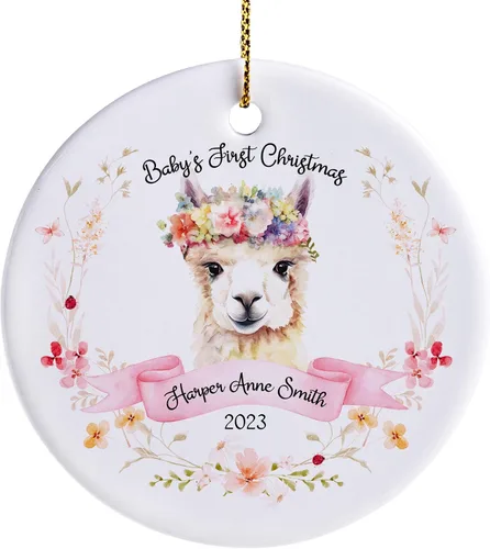Vista 8 de Adorno personalizado para la primera Navidad del bebé 2023 para niña, adornos personalizados de la primera Navidad del bebé, regalos para bebé