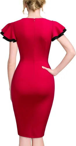 Vista 2 de Miusol Vestido de noche vintage con cuello en V profundo para mujer, estilo azul marino, marino
