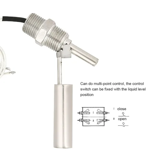 Vista 3 de Interruptor de sensor, interruptor de sensor de flotación de nivel de agua líquida montado en el lateral, acero inoxidable 304, rosca macho 1/2 NPT