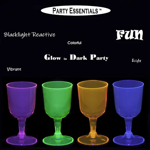 Vista 6 de Party Essentials Copas de vino de plástico duro de dos piezas, 5-1/2 onzas, neón surtido, 20