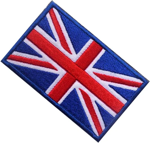 Vista 5 de 2 parches tácticos bordados de la Gran Unión Británica de Reino Unido, bandera de Inglaterra del Reino Unido, emblema para coser en la moral, Azul