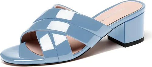 Vista 23 de WAYDERNS Sandalias de tacón bajo con puntera abierta y tacón bajo para mujer, de 2 pulgadas Beige
