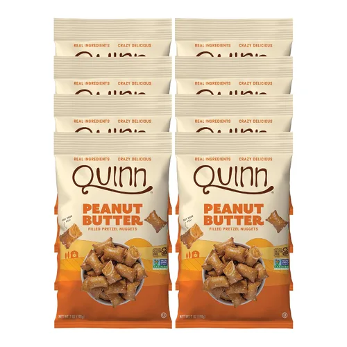 Vista 14 de Quinn Nuggets cremosos de pretzel rellenos de mantequilla de maní, hechos con ingredientes reales, sorgo de grano entero, sal marina, vegano, sin