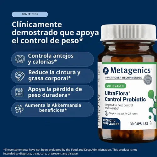 Vista 3 de Metagenics Suplemento probiótico UltraFlora Control, 30 porciones