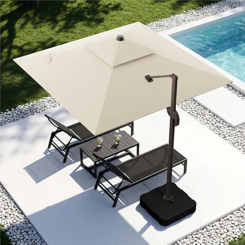 Vista 53 de Sombrilla voladiza para patio, 9 x 12 pies, sombrilla giratoria Beige