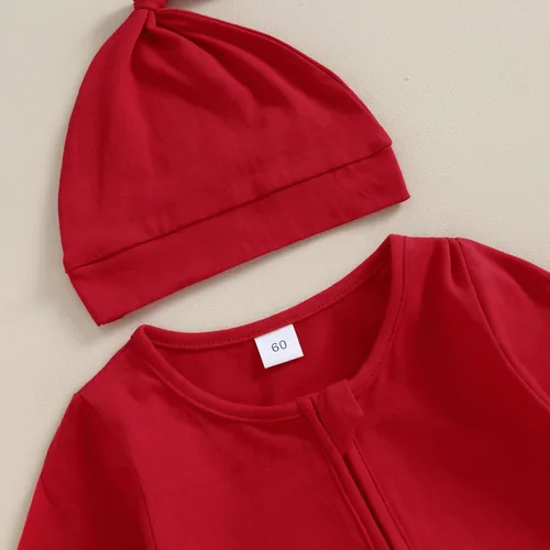 Vista 5 de Bowanadacles Mameluco de una pieza de manga larga para bebés, niñas y niños, con cremallera, con gorro