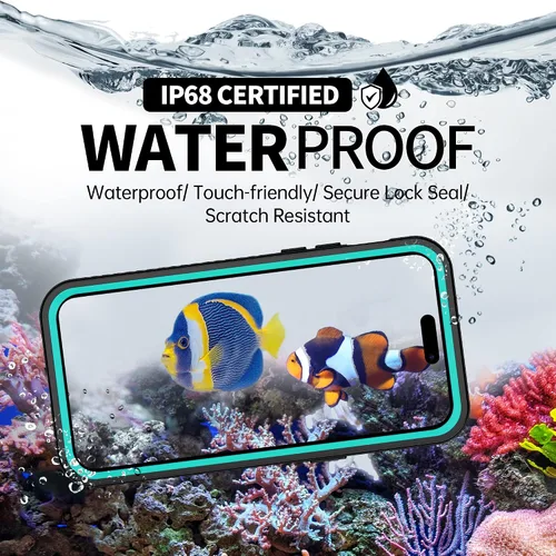 Vista 6 de BEASTEK Funda impermeable para iPhone 14 Pro Max, funda subacuática a prueba de golpes y polvo, serie FSN con protector de pantalla integrado