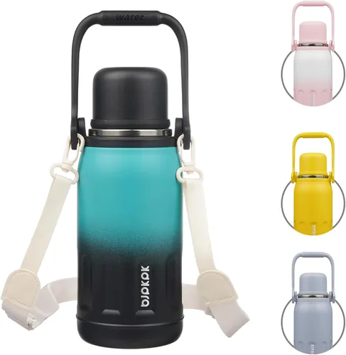 Vista 13 de BJPKPK - Botellas de agua termoaisladas de 27 onzas con tapa y asa de transporte, botellas de agua de acero inoxidable libres de BPA para la Verde