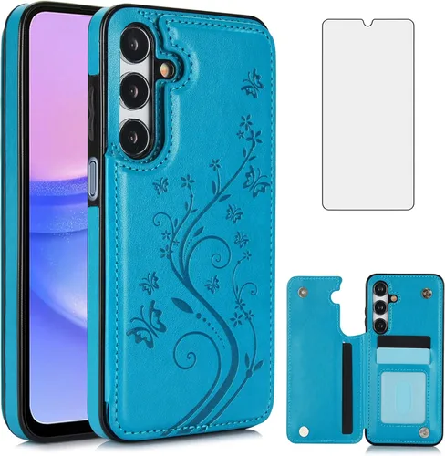 Vista 12 de Asuwish Funda de teléfono para Samsung Galaxy A15 5G/4G con protector de pantalla de vidrio templado, tarjetero con soporte para tarjetero, soporte