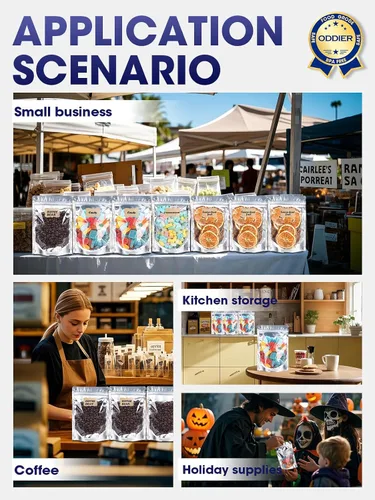 Vista 7 de 120 bolsas de pie, bolsa de Mylar de 5.5 x 7.8 pulgadas para almacenamiento de alimentos, parte delantera transparente con parte trasera de papel
