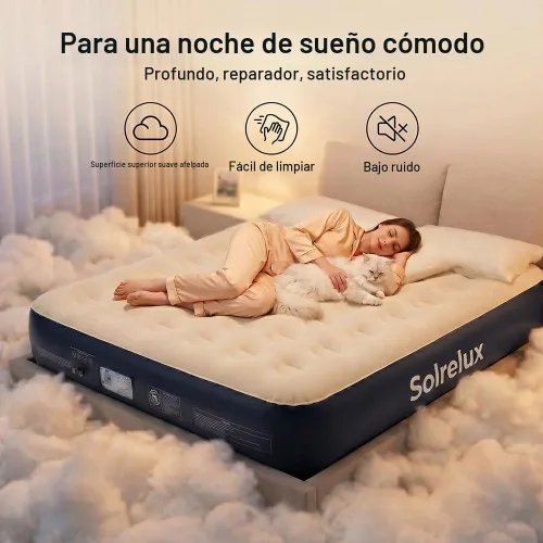 Vista 5 de Colchón de aire individual con bomba incorporada, colchón inflable rápido de 13 pulgadas elevado de 2 minutos, cama de aire plegable con bolsa