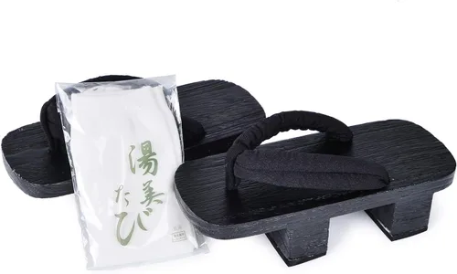 Vista 3 de Zuecos japoneses de madera con calcetines Tabi para hombres y mujeres