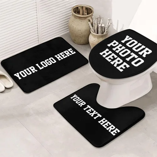 Vista 10 de Juego de 3 alfombras de baño personalizadas, diseño de tu foto, logotipo, texto, antideslizante, juego de alfombras de baño de 24 x 16 pulgadas