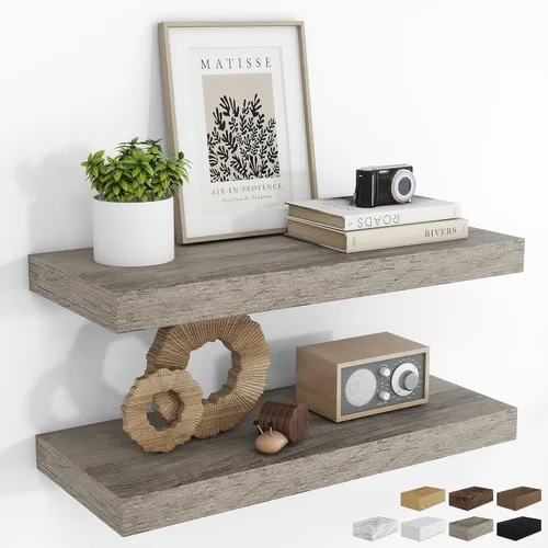 Vista 76 de RICHFOCUS Estantes flotantes de 8 pulgadas para estantes cuadrados de pared para dormitorio, cocina, baño, estante flotante de madera rústica