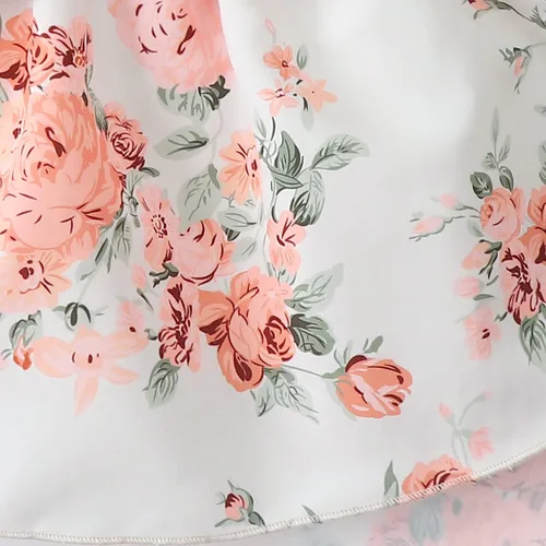 Vista 9 de Vestido de niña recién nacida, floral, manga con volantes, casual, vestido de playa, vestido de princesa con falda de princesa, vestidos de verano