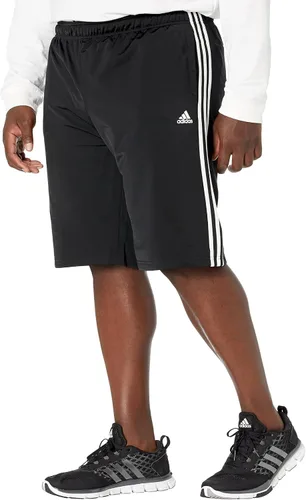 Vista 2 de adidas Pantalones cortos de tricot regular de 3 rayas para hombre de talla alta, Negro