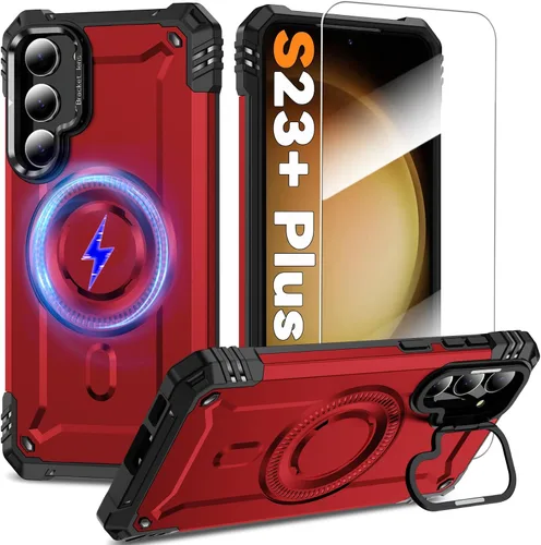 Vista 25 de Funda magnética para Samsung Galaxy S25+ Plus/Galaxy S24+ Plus [Soporte de anillo de cámara integrado] [Protector de pantalla]