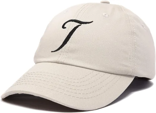 Vista 4 de DALIX Gorra de béisbol con letra T para mujer, monograma, bordado cursivo