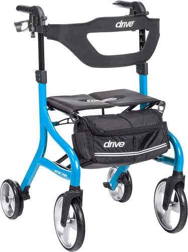 Vista 12 de Drive Medical Nitro Sprint - Andador plegable con asiento, ligero, para estatura estándar, con ruedas grandes, plegable, color negro