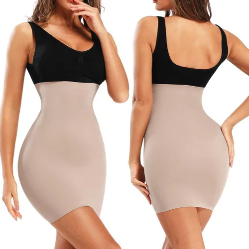 Vista 6 de JOYSHAPER Faja moldeadora para debajo de los vestidos, medio deslizamiento, control de abdomen, adelgazante, sedosa, moldeador corporal