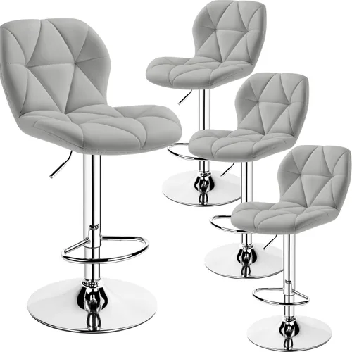 Vista 11 de Yaheetech Juego de 2 taburetes de bar, modernas sillas ajustables para isla de cocina, taburetes giratorios de piel sintética negra para bar, Negro