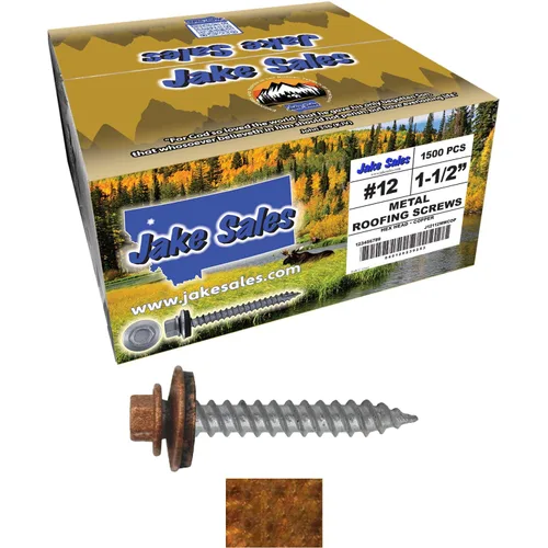 Vista 56 de 12 tornillos para techos de metal gris ABC de 1-1/2 pulgadas, cabezal de arandela hexagonal, arranque automático/roscado, arandela EPDM. 1 bolsa
