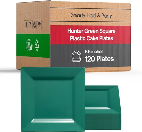 Vista 9 de Smarty Had A Party Platos desechables de plástico para postre, platos de ensalada cuadrados azules resistentes de 6.5 pulgadas para aperitivos