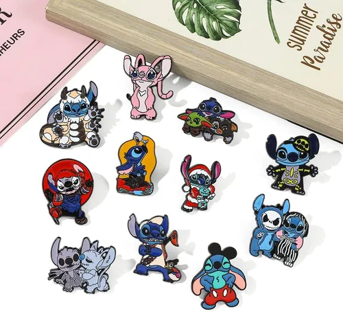 Vista 3 de Ohana - Alfileres esmaltados de puntada de anime Ohana Means Family Stitch Pines de solapa para mujeres, hombres, niñas, niños, broche, mochila