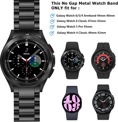 Vista 4 de OTOPO No Gap - Correa de metal compatible con Galaxy Watch 6 Classic de 1.850 in 1.693 in, Watch 6 5 4 Band 1.575 in 1.732 in, Watch 5 Pro, Watch 4