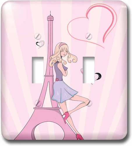Vista 5 de 3dRose LLC LSP _ _ _ _ _ _ _ _ _ _ 106888 _ _ _ _ _ _ _ _ _ _ 6 Girly Rosa Niña De La Torre Eiffel y los corazones Paris Love Ilustración Vectorial