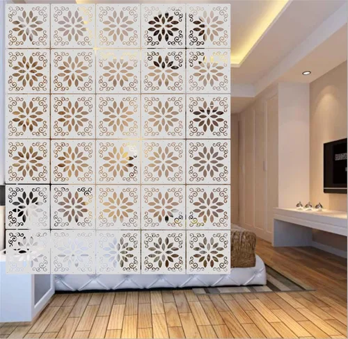 Vista 8 de Divisor de habitación colgante blanco, 12 unidades, divisor de habitación de madera y plástico, paneles de panel de división para decoración
