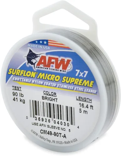 Vista 13 de American Fishing Wire Surflon Micro Supreme Nylon recubierto 7x7 de acero inoxidable, líder en alambres anudables para pesca en agua salada, pesca