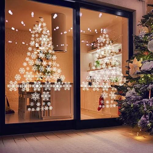 Vista 2 de 138 calcomanías de ventana de Navidad de Uorybwanai para vidrio, Navidad, Navidad, ventanas, calcomanías para ventanas, copos de nieve, calcomanías