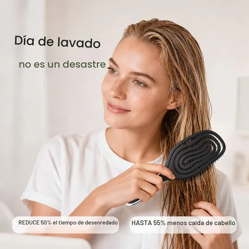 Vista 5 de AIMIKE Cepillo de pelo en espiral para cabello fino, cepillo desenredante Negro clásico