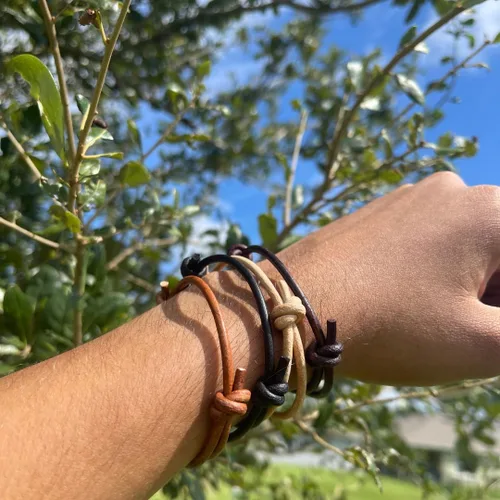Vista 19 de 3 mm Men Genuine Leather Bracelet - Handmade Adjustable Cuff, Mens Minimalism Leather Wrap Wristband, Simple Accessories, Premium Leather, Women